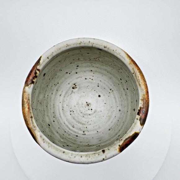 Studio Art Pottery Goblet Chalice Cup Textured Glazed Brown Gray Stoneware #4 - Picture 5 of 10